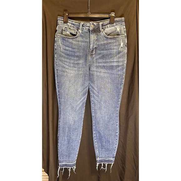Judy Blue Denim - Judy Blue Skinny Jeans Womens 14W Blue Excellent Raw Hem Distressed 82255